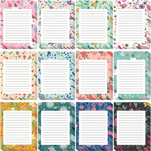 Office | 12 Pieces Flower Theme Sticky Notes Flower To Do List 3x4 Inch ...
